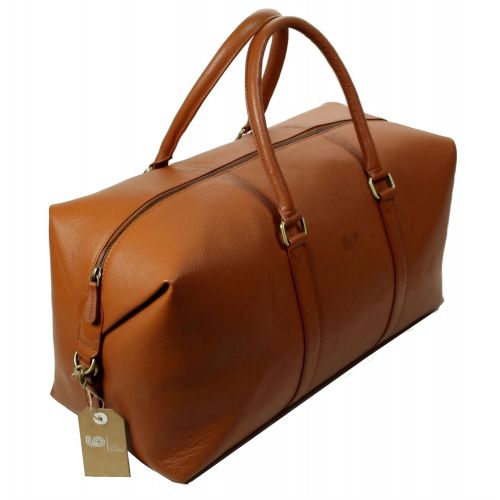  Leftover Studio LeftOver Studio Expandable Weekend Overnight Travel Duffel Bag in Tan Top Grain Cow Leather