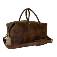 Leftover Studio LeftOver Studio Expandable Weekend Overnight Travel Duffel Bag in Thick Oil Pull Hunter Water Buffalo Leather