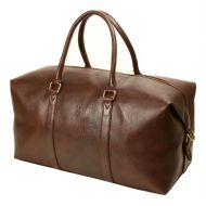 Leftover Studio LeftOver Studio Expandable Weekend Overnight Travel Duffel Bag in Brown Top Grain Cow Leather
