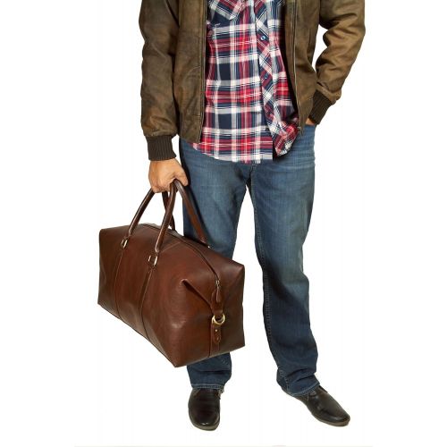  Leftover Studio LeftOver Studio Expandable Weekend Overnight Travel Duffel Bag in Brown Top Grain Cow Leather