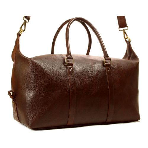  Leftover Studio LeftOver Studio Expandable Weekend Overnight Travel Duffel Bag in Brown Top Grain Cow Leather