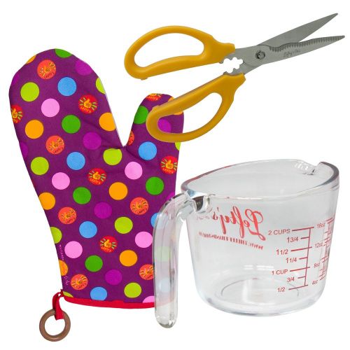  Leftys The Left Hand Store LEFT HANDED MEASURING CUP, KITCHEN SHEARS, AND OVEN MITT SET