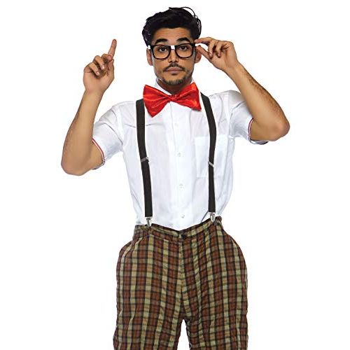  할로윈 용품Leg Avenue Adult 4pc.Nerdy Ned,Plaid Pants, Suspenders, Bow Tie, Glasses Adult Sized Costumes