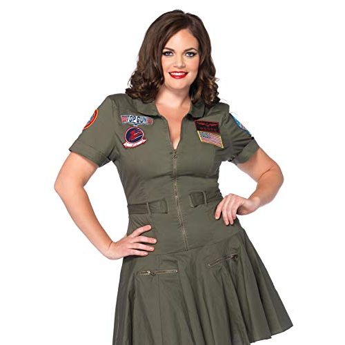  할로윈 용품Leg Avenue Womens Size Plus Licensed Top Gun Flight Dress Costume, Green, 1X / 2X