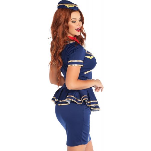  할로윈 용품Leg Avenue Womens 3 Piece Friendly Skies Flight Attendant Costume