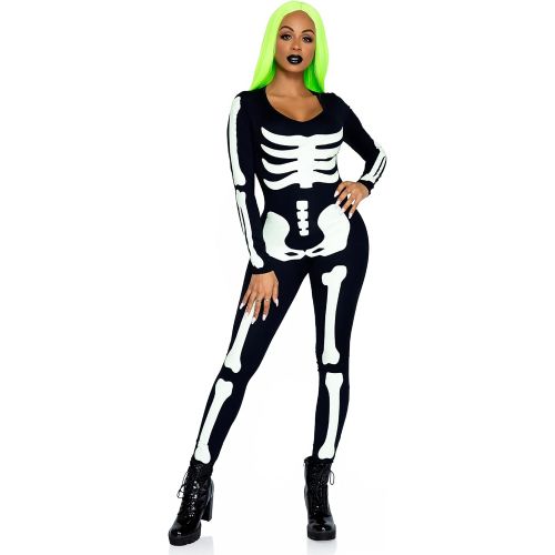  할로윈 용품Leg Avenue Womens Glow in The Dark Skeleton Bodysuit Halloween Costume