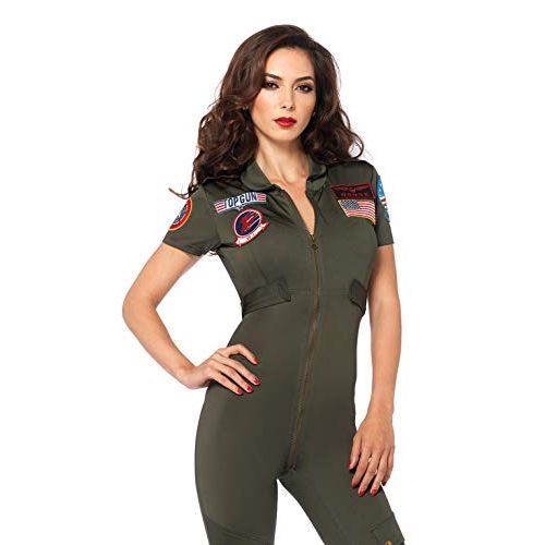  할로윈 용품Leg Avenue Womens Top Gun Flight Suit Costume, Khaki