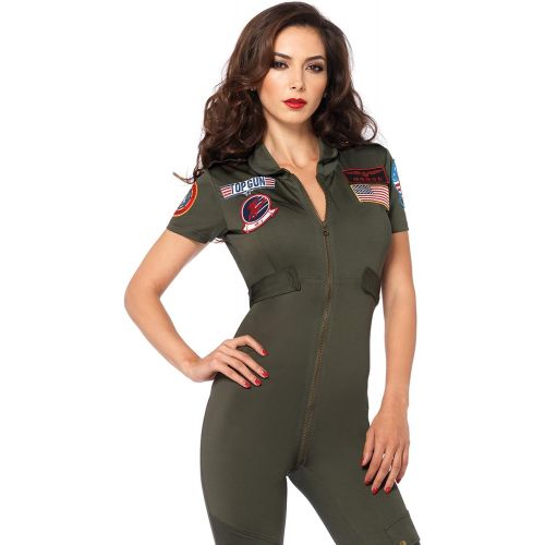  할로윈 용품Leg Avenue Womens Top Gun Flight Suit Costume, Khaki