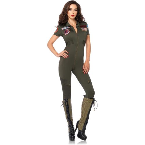  할로윈 용품Leg Avenue Womens Top Gun Flight Suit Costume, Khaki