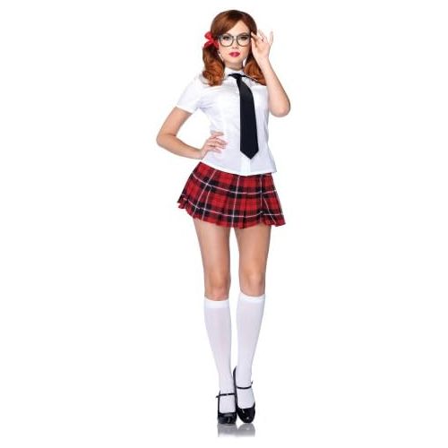  Leg+Avenue Leg Avenue Private School Sweetie Shirt Pleated Skirt Neck Piece Faux Frame