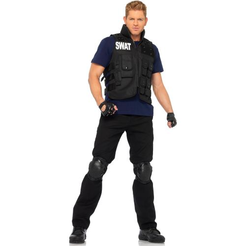  Leg+Avenue Leg Avenue Mens 4 Piece SWAT Costume, Black, One Size