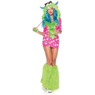 Leg+Avenue Leg Avenue Womens 2 Piece Melody Monster Dotted Dress with Furry Monster Hood