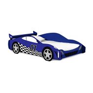 Legare Kids Twin Bed, Blue Race Car, Blue and White