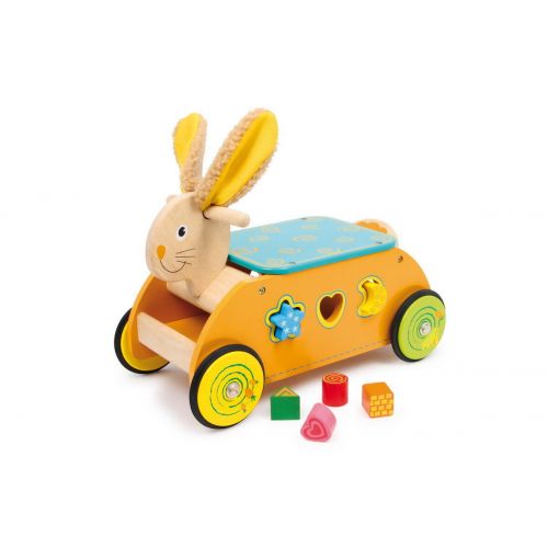  Legler RIDE-ON SOLID WOOD DEXTERITY "RABBIT" CART WITH SHAPE SORTER BRICKS.