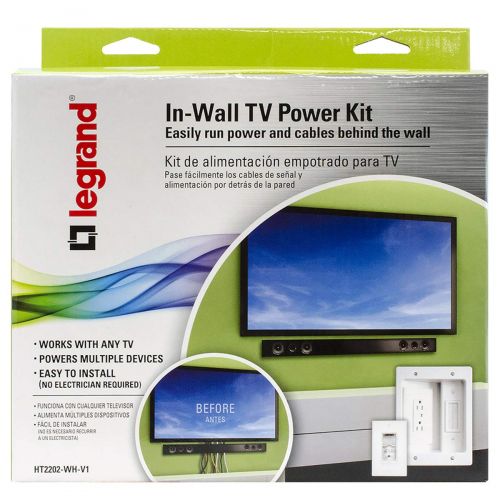  Legrand-On-Q Legrand - On-Q 16314 HT2202WHV1 In-Wall TV Power & Cable Management Kit, Hides Power & AV Cables for Clean, Clutter-Free Installation