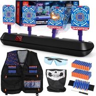 Lehoo Castle Shooting Games for Kids, 4 Nerf Targets for Shooting Practice, Electronics Shooting Target Auto Reset, Vest, Glasses, Bandanas, Wristbands, Ideal Gift for Boys, Girls Aged 3-13