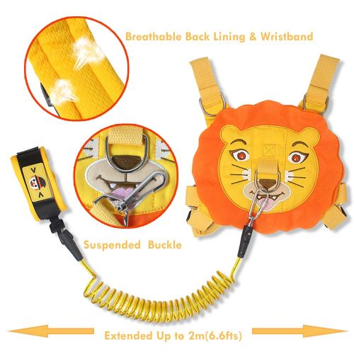  [아마존베스트]Lehoo Castle Toddler Leash for Walking, Toddler Safety Harnesses Leashes, Safety Harness with Lock for Kids, Anti Lost Wrist Link Safety Wrist Link for Toddlers (Lion)