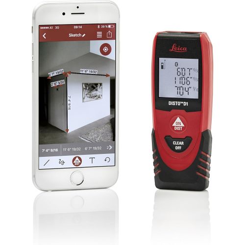  [아마존베스트]Leica Geosystems Leica DISTO D1 120ft Laser Distance Measure with Bluetooth 4.0, Black/Red