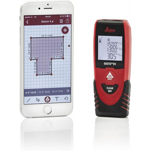  [아마존베스트]Leica Geosystems Leica DISTO D1 120ft Laser Distance Measure with Bluetooth 4.0, Black/Red