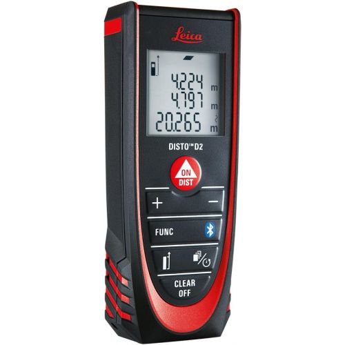  [아마존베스트]Leica Geosystems Leica DISTO D2 New 100m/330ft Metric Imperial Laser Distance Measure with Bluetooth 4.0 - Black/Red