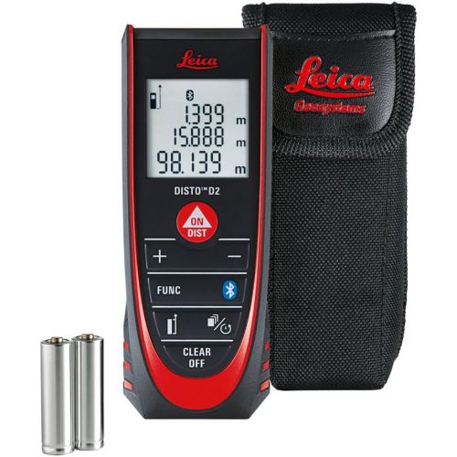  [아마존베스트]Leica Geosystems Leica DISTO D2 New 100m/330ft Metric Imperial Laser Distance Measure with Bluetooth 4.0 - Black/Red