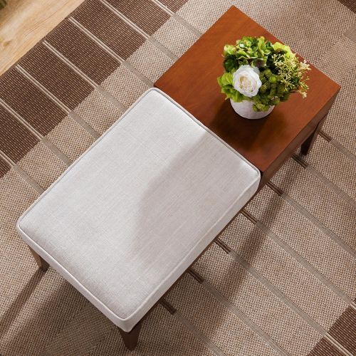  Leick Furniture 10131-CN/OW One Drawer Bench/Coffee Table with Seat Cushion, Cinnamon/Off-White Linen