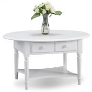 Leick Furniture Leick 20044-WT Coastal Oval Coffee Table with Shelf, Orchid White