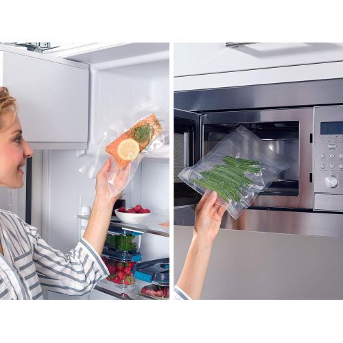  [아마존베스트]Leifheit Vacuum Bags 20 x 30 cm, 50 Vacuum Bags for Preserving Food, Suitable for Freezing, Vacuum Bags, BPA-Free, Boil-Resistant, Sous Vide and Microwave, Includes 56 Labels