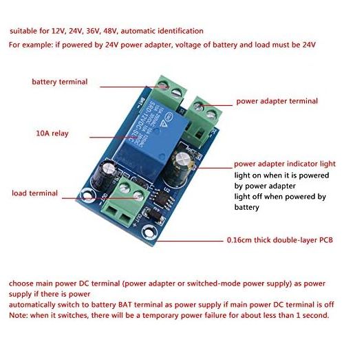  Leinggg Leistungsregler - DC 12V 24V 36V 48V 10A Spannungsversorgung Batterieregler Notautomatikschaltermodul