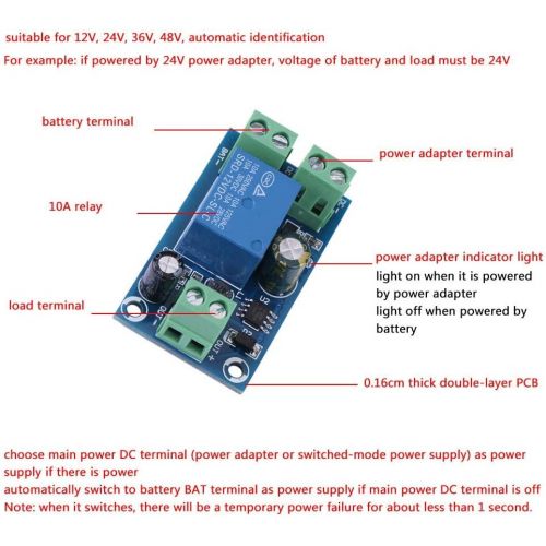  Leinggg Leistungsregler - DC 12V 24V 36V 48V 10A Spannungsversorgung Batterieregler Notautomatikschaltermodul