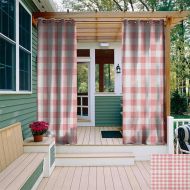 Leinuoyi leinuoyi Checkered, Outdoor Curtain Set, Picnic in Countryside Themed Gingham Pattern in Soft Colors Print, Fabric W108 x L108 Inch Pink Pale Pink White