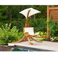 Leisure Season SCU894 Poolside Swing Chair with Umbrella - Brown - 1 Piece - Outdoor Furniture for Balcony, Patio, Lawn, Front Porch - Modern Decor Hanging Lounge Chairs with Metal