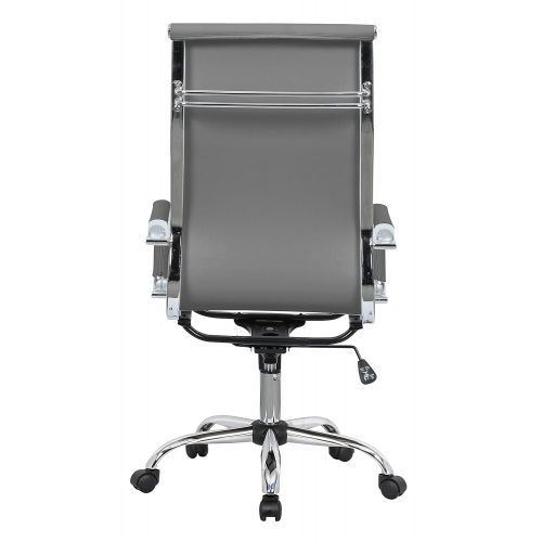  LeisureMod Harris Modern Adjustable Office Executive Swivel Chair Leatherette High-Back Task Office Chair (Grey)