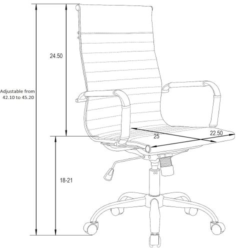 LeisureMod Harris Modern Adjustable Office Executive Swivel Chair Leatherette High-Back Task Office Chair (Grey)