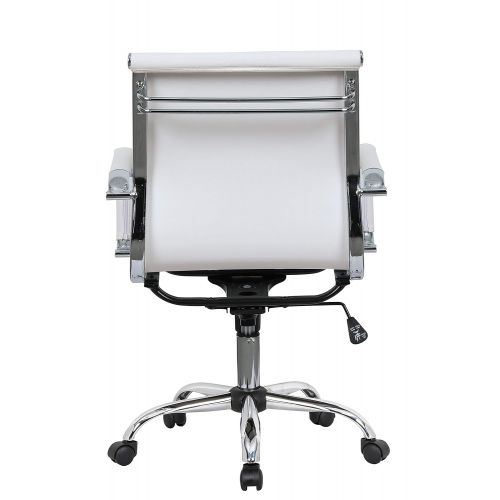  LeisureMod Harris Modern Adjustable Office Executive Swivel Chair Leatherette Task Office Chair (White)