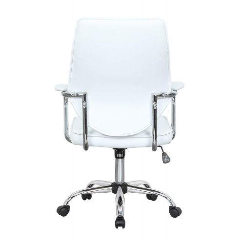  LeisureMod Winchester Mid-Century Executive Swivel & Tilt Leatherette Office Chair (White)