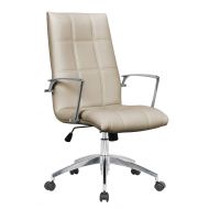 LeisureMod Benmar Checkered Box Modern Executive Leatherette Office Chair (Tan)