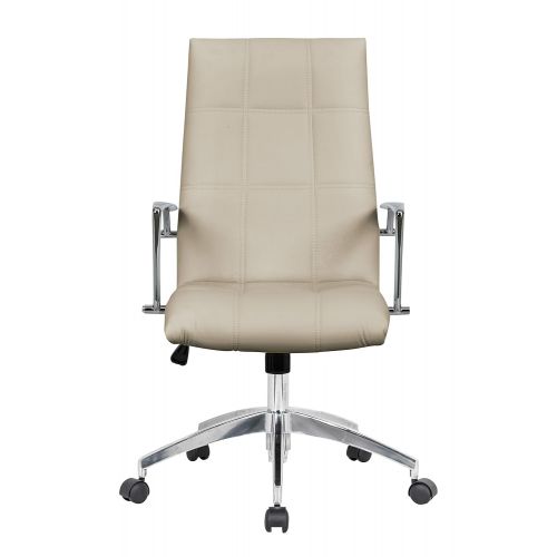  LeisureMod Benmar Checkered Box Modern Executive Leatherette Office Chair (Tan)