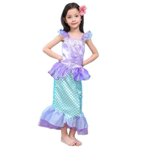  Leiwo Girls Kids Princess Mermaid Bodysuit Tail Dress Party Costume