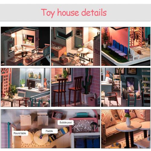  Leiyini DIY Dollhouse Handmade Wooden Cottage Villa Doll House Dollhouse Miniature DIY Kit with LED & Music Innovative Birthday Gifts