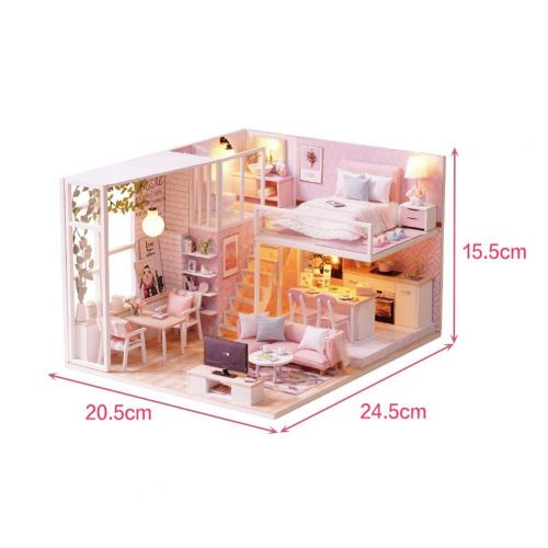  Leiyini DIY Dollhouse Wooden Miniature Furniture Kit Mini Creative House with LED Best Birthday Gifts for Friends,Lovers and Families