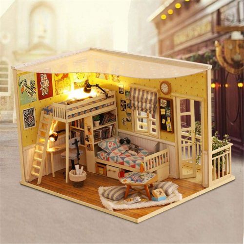  Leiyini DIY Dollhouse Wooden Miniature Furniture Kit Mini Creative House with LED Best Birthday Gifts for Friends,Lovers and Families