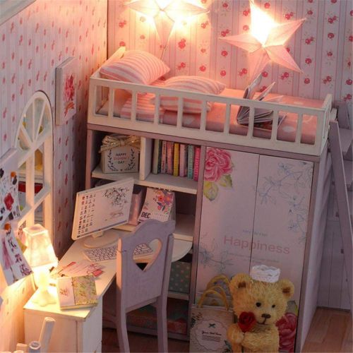  Leiyini DIY Dollhouse Wooden Miniature Furniture Kit Mini Creative House with LED Best Birthday Gifts for Friends,Lovers and Families