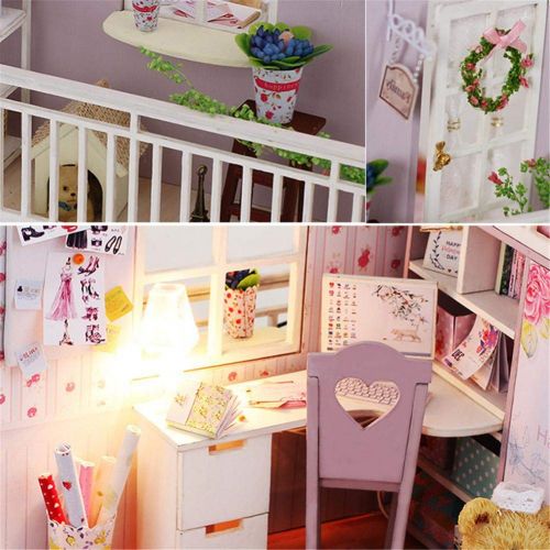  Leiyini DIY Dollhouse Wooden Miniature Furniture Kit Mini Creative House with LED Best Birthday Gifts for Friends,Lovers and Families