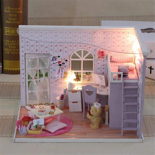  Leiyini DIY Dollhouse Wooden Miniature Furniture Kit Mini Creative House with LED Best Birthday Gifts for Friends,Lovers and Families