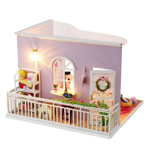  Leiyini DIY Dollhouse Wooden Miniature Furniture Kit Mini Creative House with LED Best Birthday Gifts for Friends,Lovers and Families