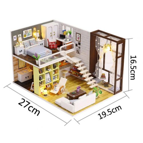  Leiyini DIY Dollhouse Wooden Miniature Furniture Kit Mini Creative House with LED Best Birthday Gifts for Friends,Lovers and Families