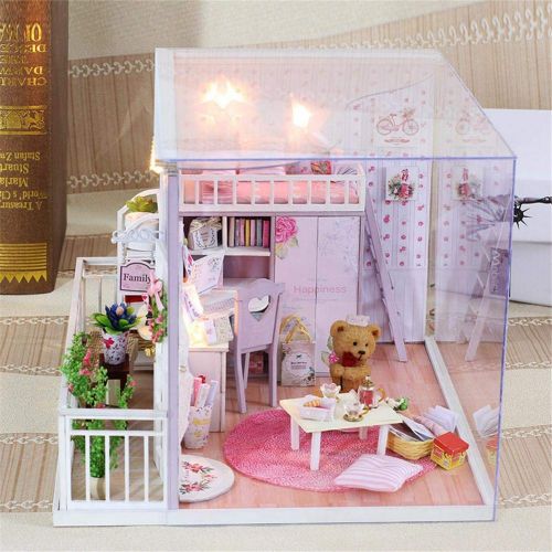  Leiyini DIY Dollhouse Wooden Miniature Furniture Kit Mini Creative House with LED Best Birthday Gifts for Friends,Lovers and Families