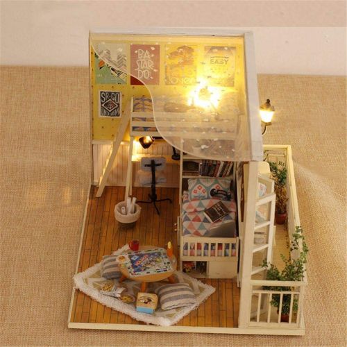  Leiyini DIY Dollhouse Wooden Miniature Furniture Kit Mini Creative House with LED Best Birthday Gifts for Friends,Lovers and Families