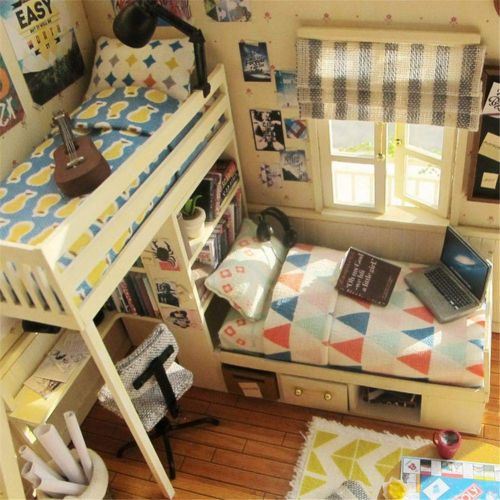  Leiyini DIY Dollhouse Wooden Miniature Furniture Kit Mini Creative House with LED Best Birthday Gifts for Friends,Lovers and Families